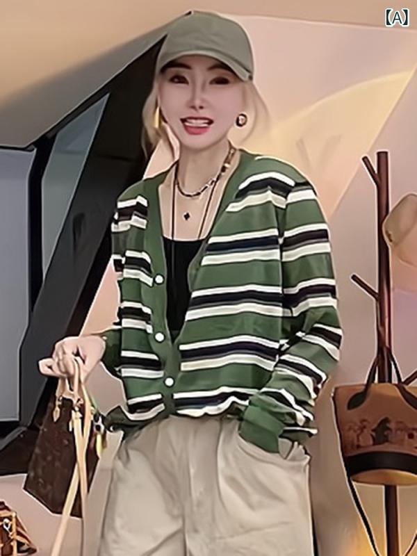 ジレー レディース 春夏 縞模様 編み物 トップス 御前上等感 軽さ パステル色の 伸縮性 普段使い走り 座標 今めかしい