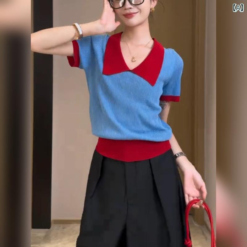スポーツシャツ レディース ビッグ大きさ 夏用 韓国 色合いうつり変わり 短袖 編み物 トップス 今めかしい  軽さ 吸湿速乾 通い 普段使い