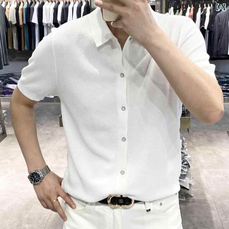 スポーツシャツ メンズ 短袖 無地 編み物 トップス 御前上等感 夏 軽さ 吸湿速乾 うつり変わり