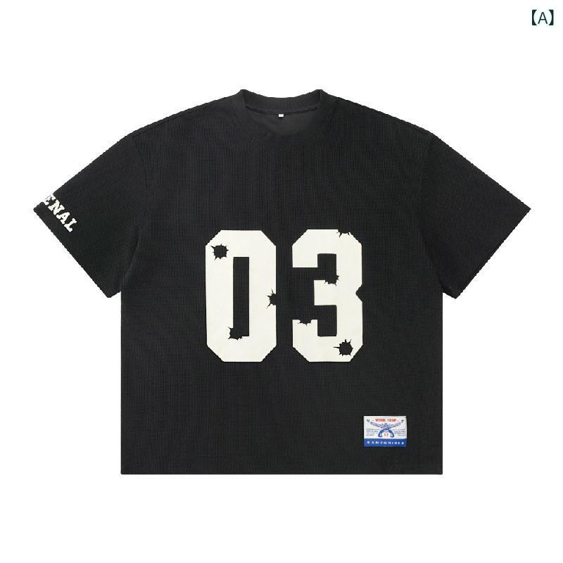 メンズ 短袖 Tシャツ 野球 ユニフォーム ゆったり アメリカンスタイル プリント ワッフルメッシュ 吸湿速乾 スポーツウェア カジュアル|ベネフィメントショップ