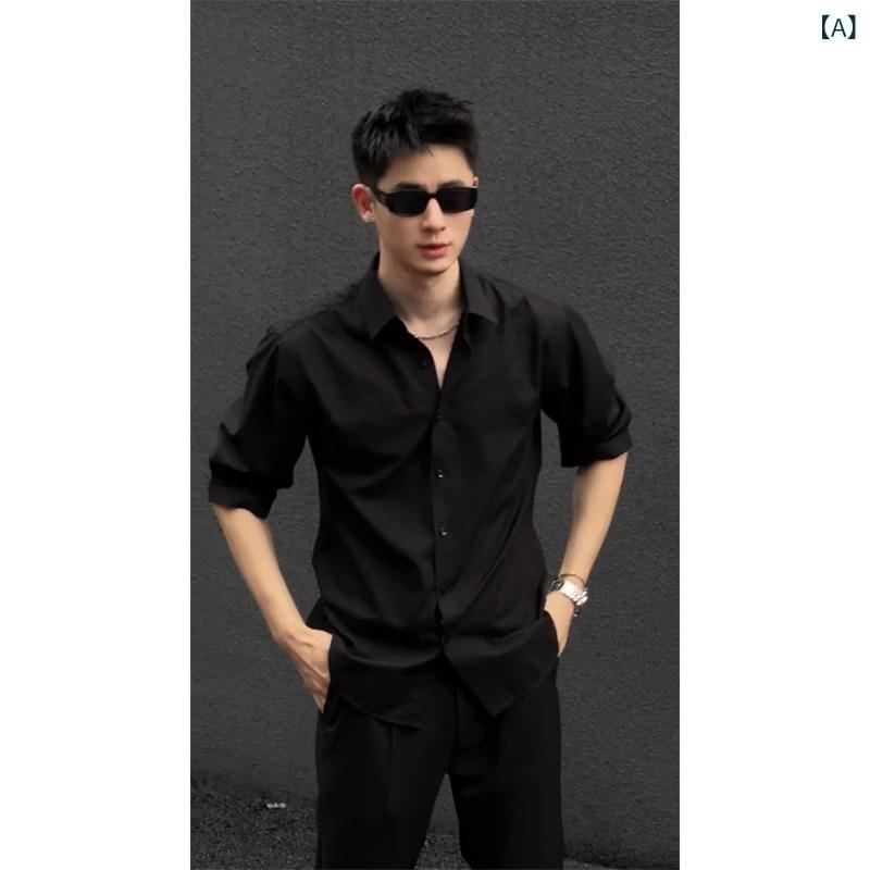 メンズ 半袖 プルオーバー 当たること冷感 御前上等感 黒いこと 夏 ドレープ トップス 心地よい 普段使い走り 吸湿速乾 軽さ 影ぼうし