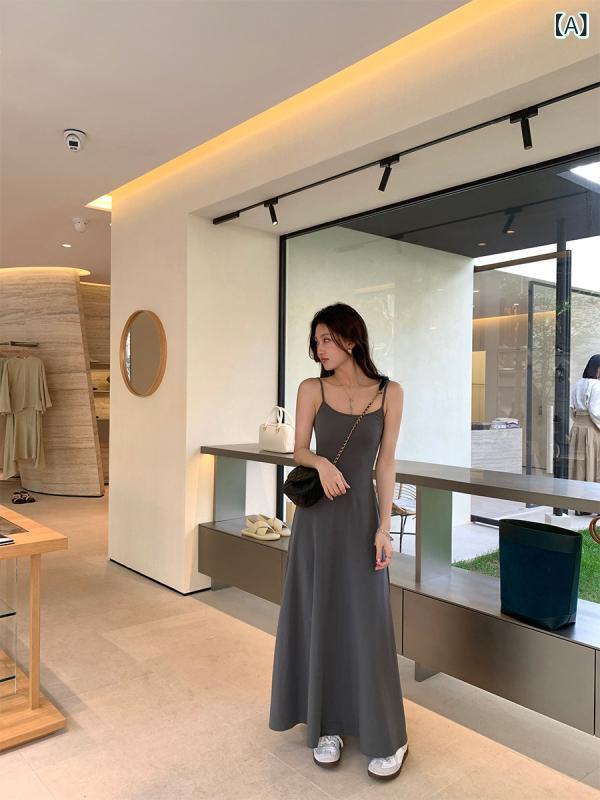 衣裳 レディース 夏 艶っぽい 黒いこと 同盟罷業さあ美 ロング か細い相応う 細押し出し キャミソール 御召しもの