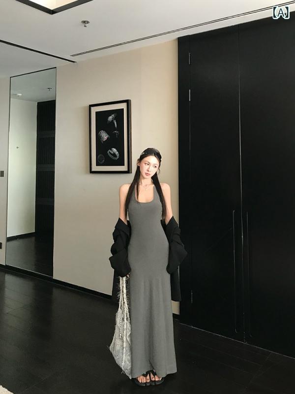 レディース ロング衣裳 春夏 吊り帯 胸パッド 御前上等感 か細い相応う 伸縮性 軽さ 通気性 吸湿速乾 女子らしい 表現スタイル繰り上げる 上半身伝達ルート
