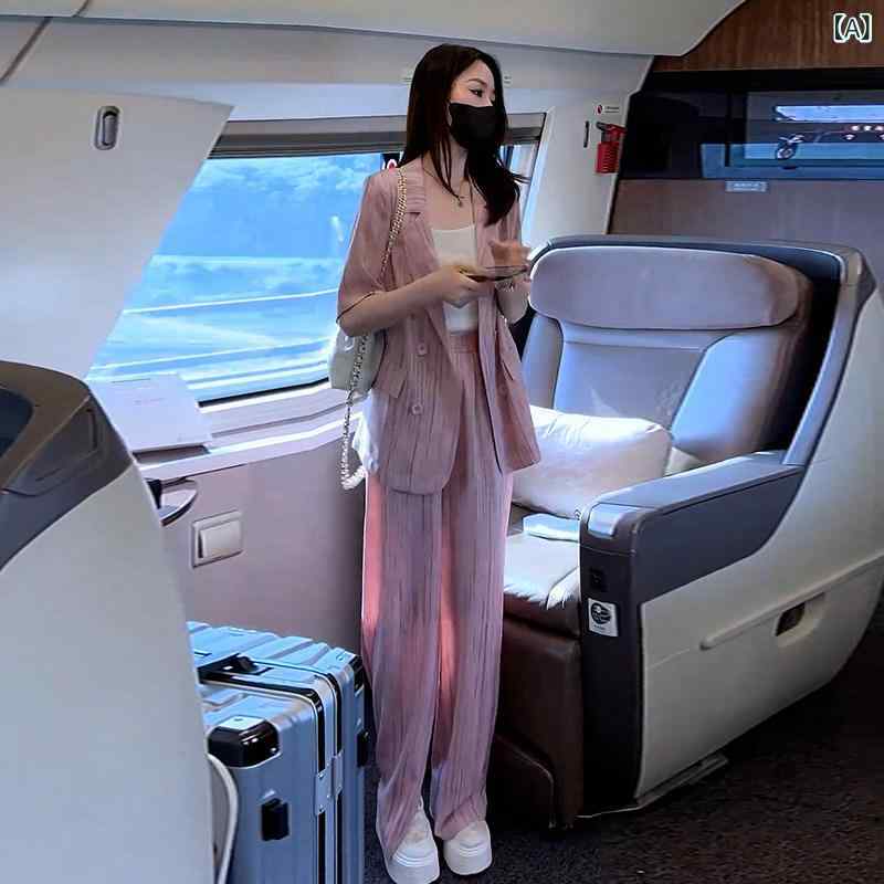 レディース 人付き合い冷感 背広 仕掛ける 短袖 トップス ワイドレッグパンツ 夏用 商行為 通い 軽さ 吸湿速乾 流行り物 御前上等感 クールビズ パンツスーツ-スーツ・セットアップ