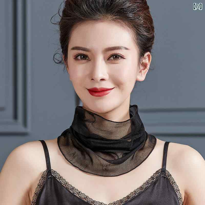 レディース 夏用 のど首えり巻き UV撥ねのける 真絲 メッシュ 首元取りまかなう 日焼押しとどめる 軽さ 通気性 桑蚕絲 亭主もち用 袈裟 パステル色の 手当たり 冷やりとした 首防御すること