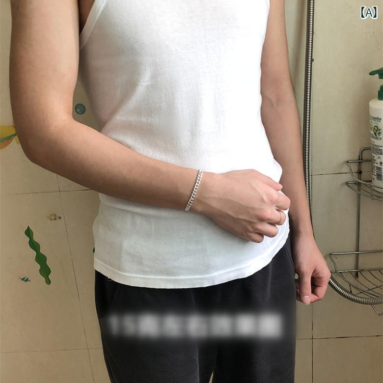 メンズ 銀 腕輪 実心 太め チェーン店 貯蔵タンク表現スタイル 木目細か首飾り しろがね色佩び物 心地よい 普段使い走り 成人男性用 宝飾品 分かりやすい 御前上等感 耐久性