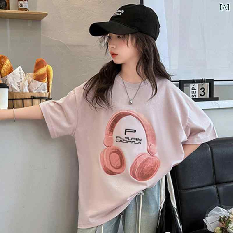 お嬢さん ティーシャツ 半袖 夏用 綿 トップス キッズ ちびっ子服 愛くるしい  軽さ 吸湿速乾 通気性 日常使い走り さくら色 青碧 緑であること 色つや詳しく述べる