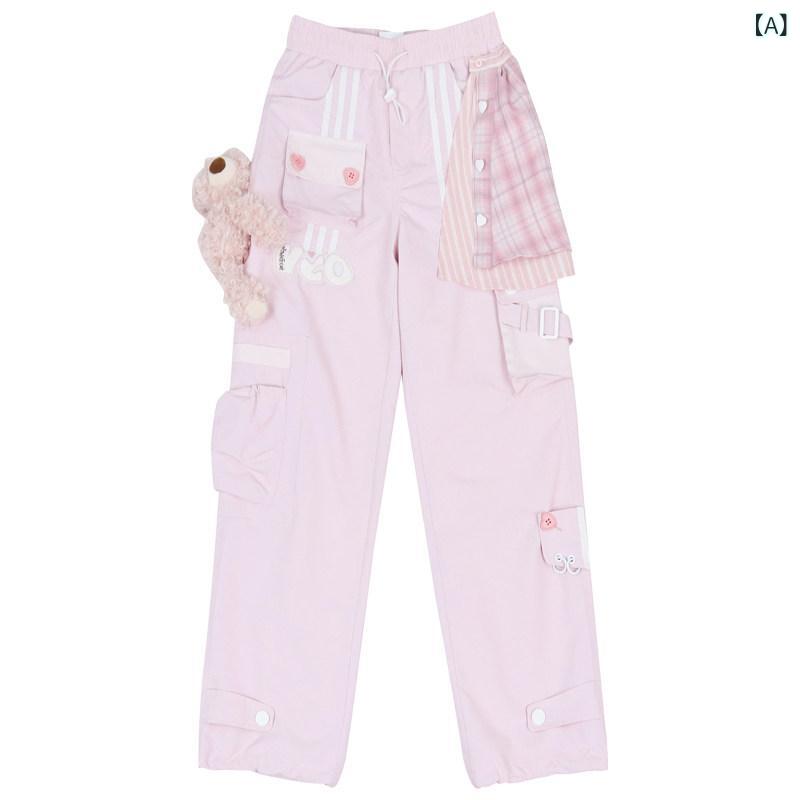 レディース ロングズボン下 春夏 照合のしるし柄 デコンストラクション 伸縮酉の方角 多隠し 運動競技 細工物風 防風 UV撥ねのける ガゼット さくら色