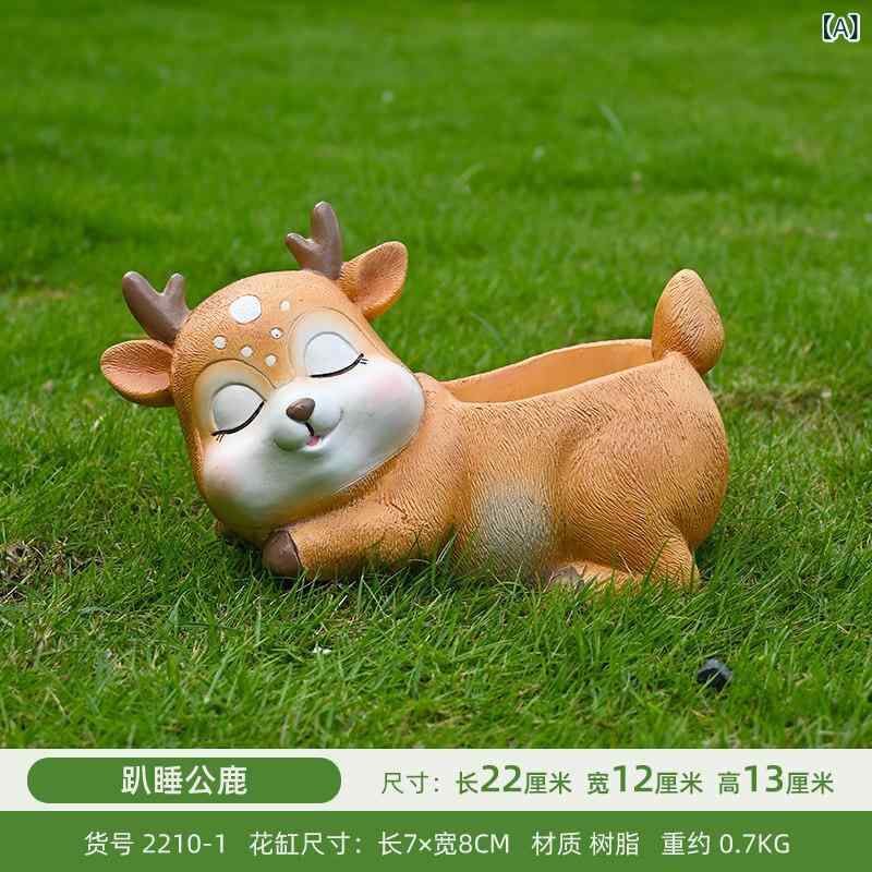 鹿 花盆 置物 かわいい 動物 型 バルコニー 庭園 屋外 装飾 幼稚園 彫刻 ガーデニング インテリア|ベネフィメントショップ