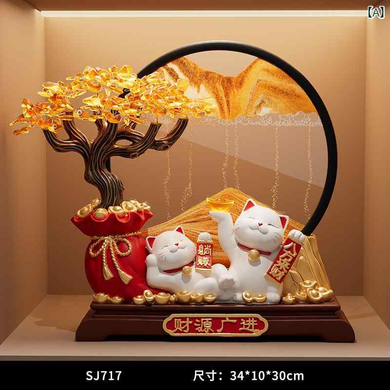飾りつけ 招き猫 富貴竹 流砂画 開運 室内装飾 開店祝賀会 住み替え祝賀会 バス発着場カウンタ飾りつけ リビングルームデコレーション 仕合わせ個条 風水雑貨