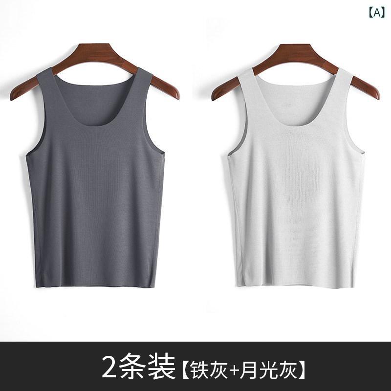 肌付き貯蔵タンクいの一番 メンズ 夏用 薄っぺら モダール原料品 無痕 シームレス クロスオーバー 吸汗速乾 軽さ 伸縮性 当たること冷感 日常用 好いたらしい パステル色の