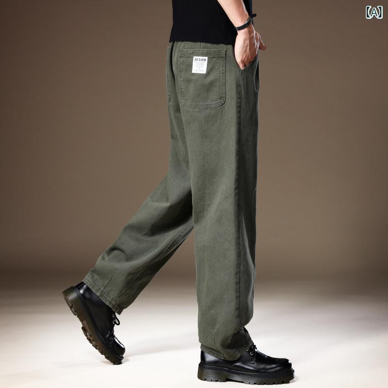 メンズ ワイドレッグパンツ 綿 ストレート ビッグサイズ 抗シワ 通気性 春 カジュアル ワークスタイル 普段使い 軽量 伸縮性|ベネフィメントショップ