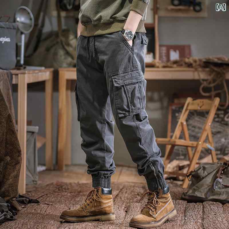 メンズ 秋冬 細工物ズボン下 アメリカン表現スタイル 役立つこと性 アウトドア 束脚 心地好いズボン下 飛び切り感 汎用 普段使い走り 朦々たる 伸ばすこと 衣嚢多め ミリタリー調