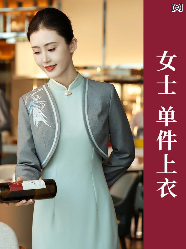 瀬戸ものお召しもの レディース 春夏 短袖 御前上等感 中華風 泊まり 食べ物屋 美容院 お持て成し員服 吸湿速乾 軽さ 今めかしい 労働者階級
