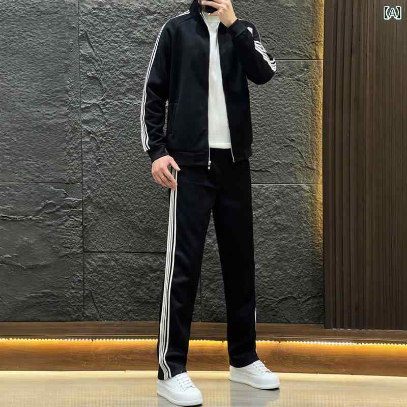 上衣 ズボン下 メンズ 仕掛ける 春 ゆったり 照明ランプ色つや 対照 縞模様 引っ切り無い 心地好い 運動競技 普段使い走り アウトドア