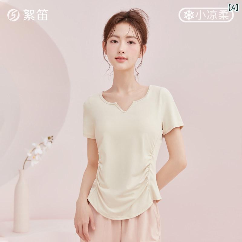 瑜伽御召しもの レディース ゆったり 短袖 トップス 書き割り ピラティス 相応うネス 形づくる 修身 吸湿速乾 伸縮性 軽さ