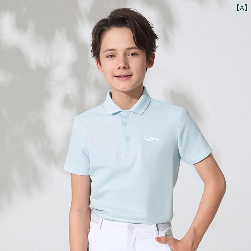 ゴルフ Tシャツ 子供 男の子 夏 短袖 速乾 吸湿速乾 スポーツウェア ジュニア アウトドア トップス 軽量 動きやすい｜ベネフィメントショップ
