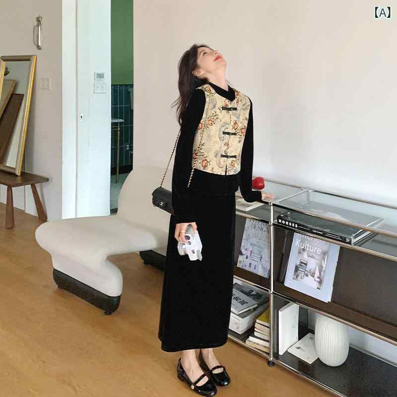 レディース 瀬戸ものお召しもの より良い 衣装 仕掛ける 天鵝絨 ロングお召しもの 年月 今日このごろ中国風 雅びやか うつり変わり お上さん用 ロングスコート 通い 普段使い走り 御前上等感 伸縮性