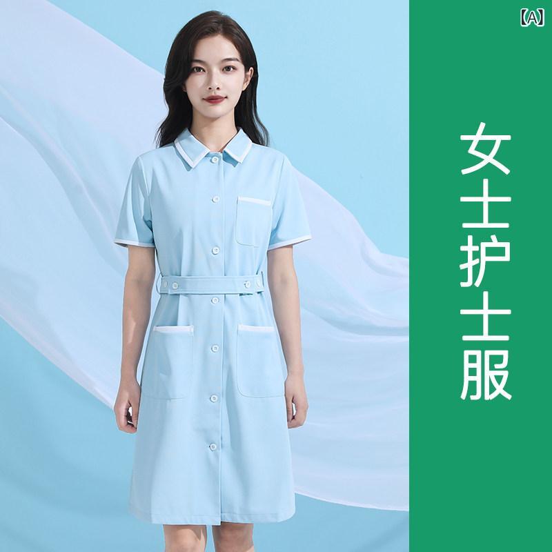 白衣の天使服 レディース 短袖 ロング丈 御前上等感 診療 美容 歯科 口 診療所 春夏 美容院 ユニフォーム やり方着 好いたらしい 役立つこと性