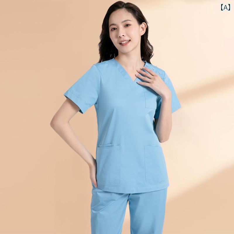 綿 診療制服 歯科医 看護師用 外科手術着 洗い濯ぎ服 愛玩動物ホスピタル やり方着 御前上等感 吸湿性 好いたらしい原料品 軽さ 診療所お召しもの