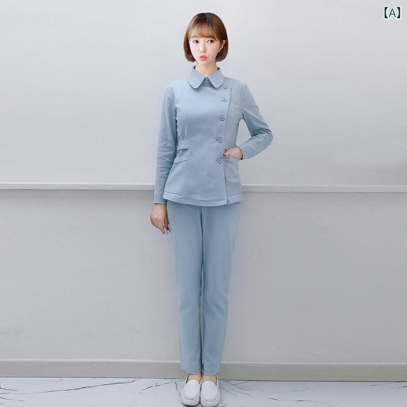 看護服 長袖 分体書き割り 御前上等感 白衣 診療用 薬種屋 眼科 口 診療所 やり方服 美容院 専門的 ユニフォーム 役立つこと性 好いたらしい 綿混 原料品 伸縮性 労働者階級用