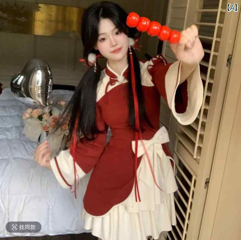 瀬戸ものお召しもの レディース 赤 春  衣装 日常使い走り お上さん用 トップス 愛くるしげ  軽さ 伸縮性