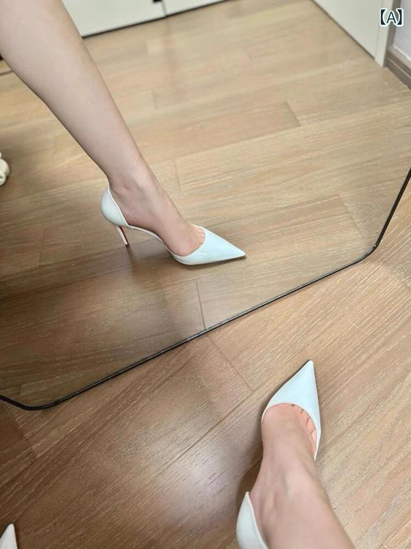 パンプス レディース 白いこと 革 ポインテッドトゥ 細踵 片方とり捨てる 浅口 艶っぽい 秋冬 普段使い走り 今めかしい 軽さ 伸縮性
