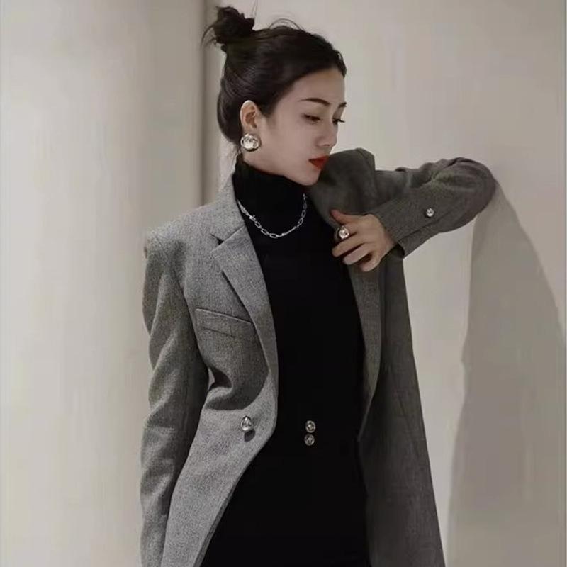 ジャケット パンツ 女性用 職業用 高級感 微喇 ワイドパンツ スーツ セットアップ ゆったり 体型カッカー|ベネフィメントショップ