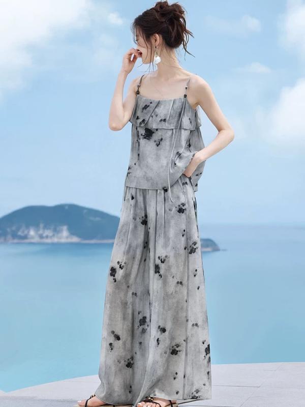 ファッション セットアップ レディース 春夏 女性用 トップス ワイド pants 長ズボン ゆったり 体型カバー お腹周り 二の腕カバー 軽量 伸縮性 再生繊維 接触冷感 吸湿速乾 高級感 アイボリー｜ベネフィメントショップ