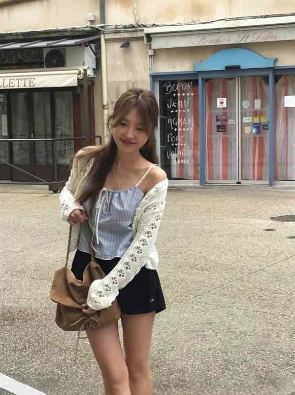 トップス 成人女性用 編み物 ジレー 縞模様 キャミソール 当たること冷感 生まれ変わり衣料繊維 ゆったり 体型覆いかぶせる