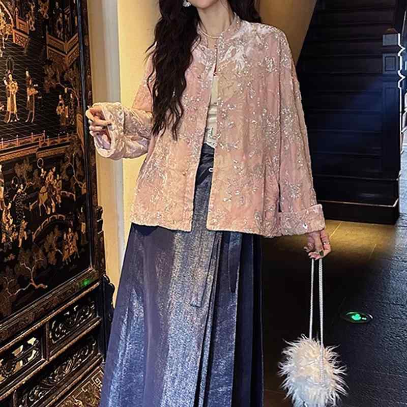 ジャケット 女性用 中華 国 新中式 トップス アウター ゆったり 着痩せ 体型カバー 伸縮性 高級感 再生繊維 接触冷感 吸湿速乾 綿 麻 デニム Vネック ブラック ピンク系 アイボリー 普段使い 通勤用 アウトドア 機能性 素材|ベネフィメントショップ
