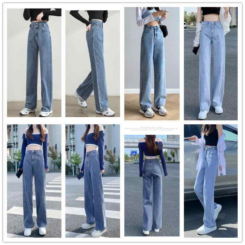 レディース デニムパンツ 春夏 ワイドレッグ ハイウエスト ストレート レトロ スリム効果 小柄対応 ロング丈 デニム素材 普段使い 伸縮性|ベネフィメントショップ