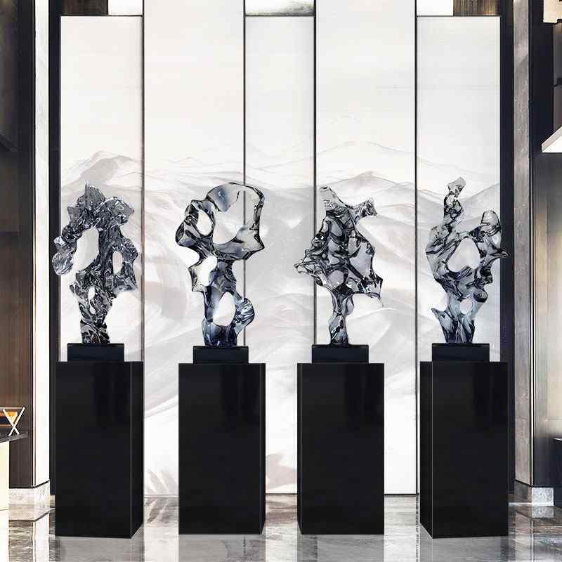 置物 抽象彫刻 透明樹脂製 太湖石デザイン オブジェ 芸術品 ホテル ロビー 玄関 受付 会場用 インテリア 高級感 おしゃれ 飾り物 卓上 室内 邸宅 応接間 装飾品 アート作品 リビング 空間演出 モダンな彫像 ディスプレイ用 アイテム 現代アート ｜ベネフィメントショップ