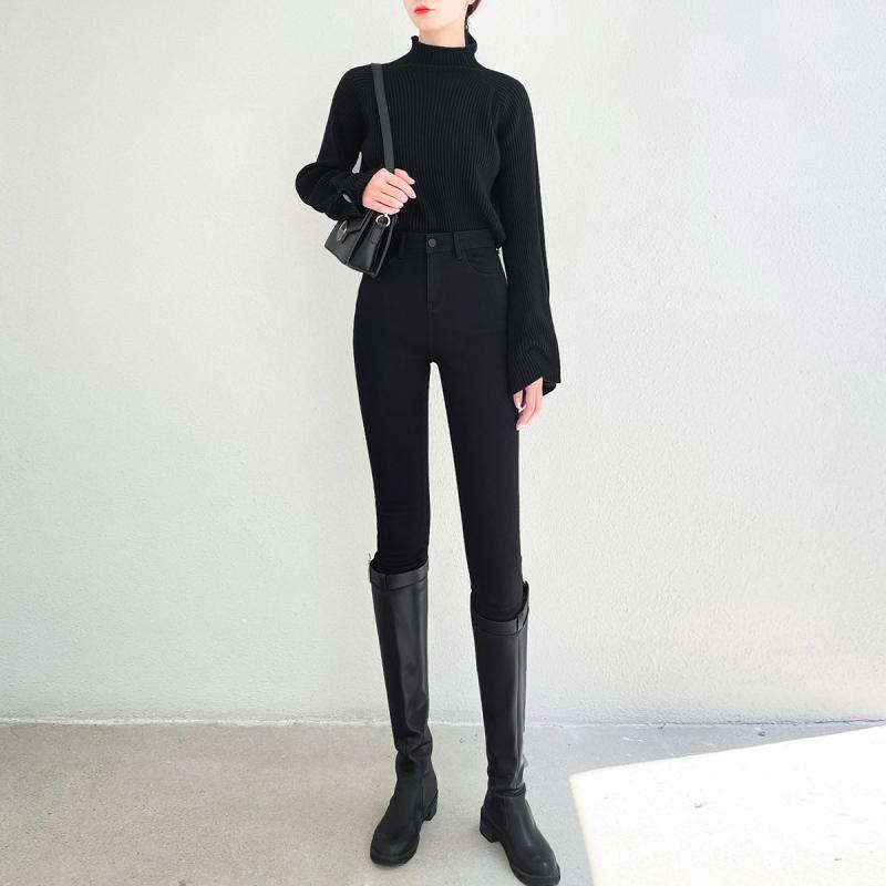 デニムパンツ レディース 秋冬 裏起毛 厚手 スキニーパンツ ハイウエスト ブラック 黒 美脚 スリム 着痩せ 体型カバー ストレッチ 伸縮性 暖か 防寒 スキニー スキニーパンツ ストレッチパンツ ロングパンツ 大きいサイズ ゆったり 細見え 脚長効果｜ベネフィメントショップ