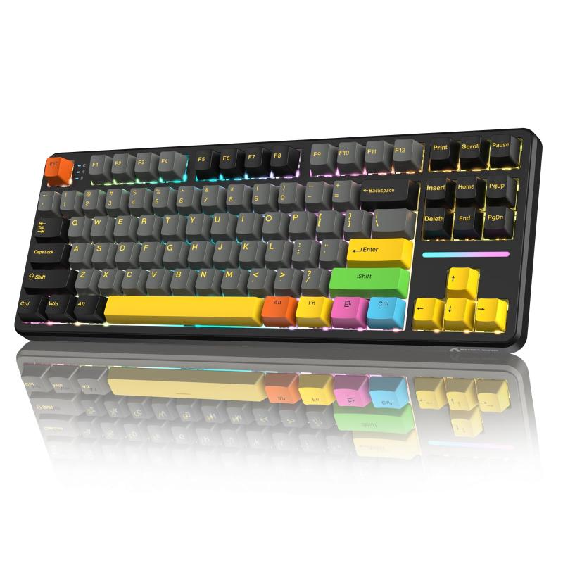 ATTACK SHARK&times;MAMBASNAKE X87 ゲーミングキーボード ブルーベリースイッチ ガスケットマウント リニア PBT3色キーキャップOEMカスタマイズ 無線 RGB 3接続モード 2.4G/Bluetooth/USB-C TFTスクリー｜ベネフィメントショップ