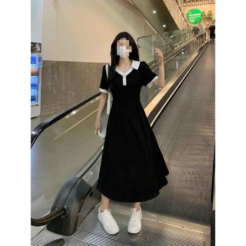 ワンピース レディース 大きいサイズ ポロワンピース 半袖 ロング丈 ゆったり 体型カバー 着痩せ お腹周り 二の腕カバー 再生繊維 接触冷感 ブラック 黒色 カジュアル 通勤用 普段使い 部屋着 アウトドア 切り替え ロングスカート 春夏 サマー ビッ|ベネフィメントショップ
