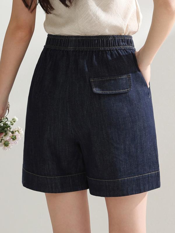 ショートパンツ レディース 夏用 デニムパンツ 接触冷感 再生繊維 麻混 ズボン 柔らかい ストレッチ ゆったり 体型カバー 着痩せ 細見え ウエストゴム カジュアル スタイルアップ 4分丈 半ズボン ショーパン 通勤 普段使い 部屋着 アウトドア リラ|ベネフィメントショップ