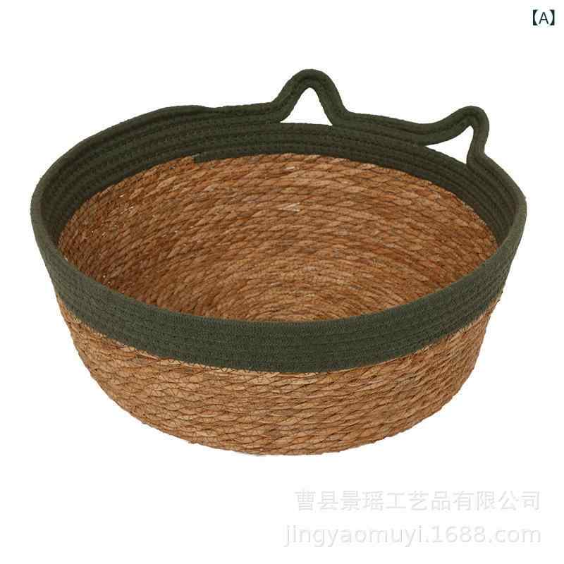 ペットベッド 猫用 犬用 敷物 猫床 籐編み 竹編み 織り込み ペットハウス 丈夫 通気性 ペットマット おしゃれ インテリア ナチュラル 快適 休息用 四季通用 暑さ対策 涼しい 接触冷感素材 室内用 小型犬 中型犬 寝具 犬猫兼用 持ち運び便利｜ベネフィメントショップ