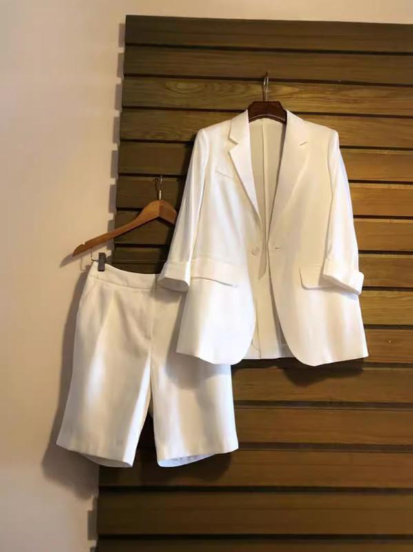セットアップ レディース スーツ 上下セット テーラードジャケット ストレートパンツ パンツスーツ 2点セット 春夏 通勤 オフィス カジュアル おしゃれ シンプル きれいめ フォーマル 普段使い ビジネススタイル 伸縮性 通気性 軽量 羽織り ロングパ|ベネフィメントショップ