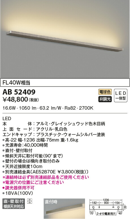 βコイズミ 照明【AB54019】ブラケットライト LED一体型 調光 電球色 FL20W相当 マットブラック 適合調光器別売 取扱う販売店 
