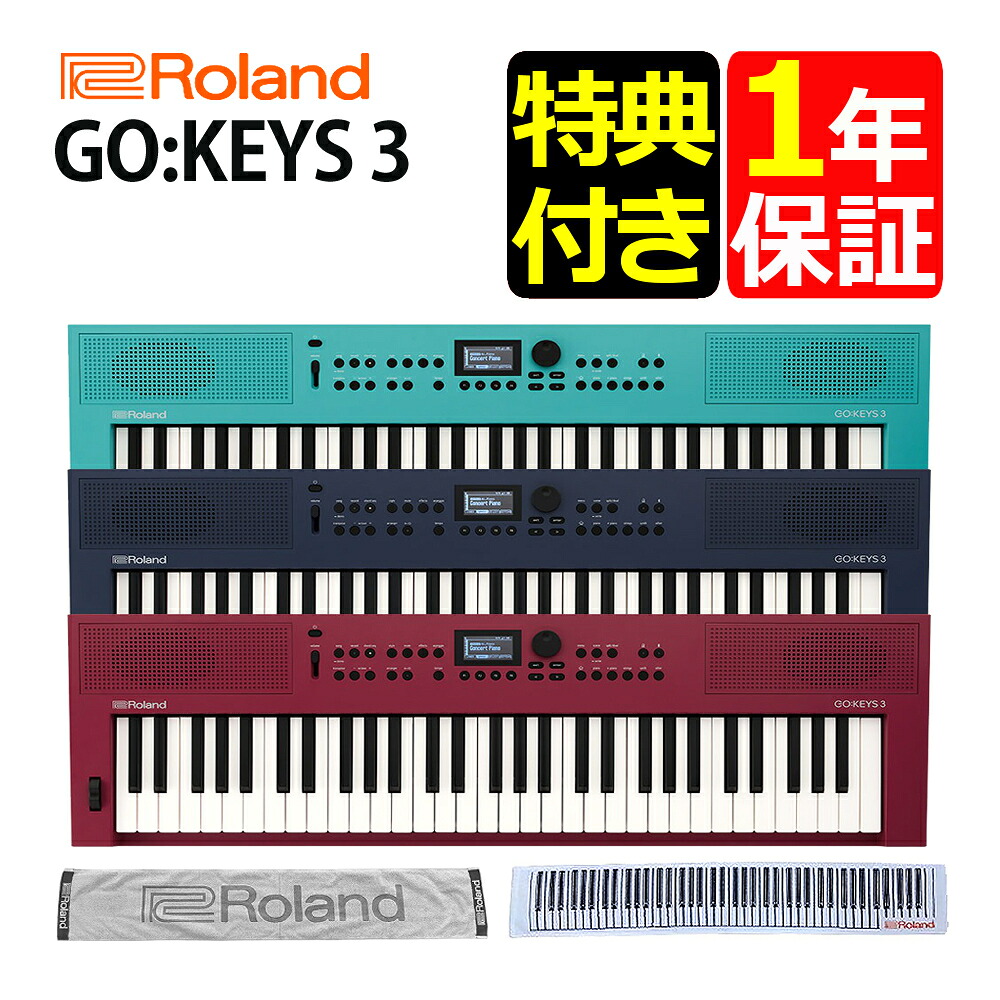 （特典付き）Roland ローランド GO:KEYS 3＆ローランド オリジナルフェイスタオル 2種セット キーボード 61鍵盤 GOKEYS 3 ミッドナイトブルー ダークレッド ターコイズ 電子ピアノ 軽量 演奏 音楽制作 1,000種類以上の音色 自動伴奏 リミックス 録音（ラッピング不可）