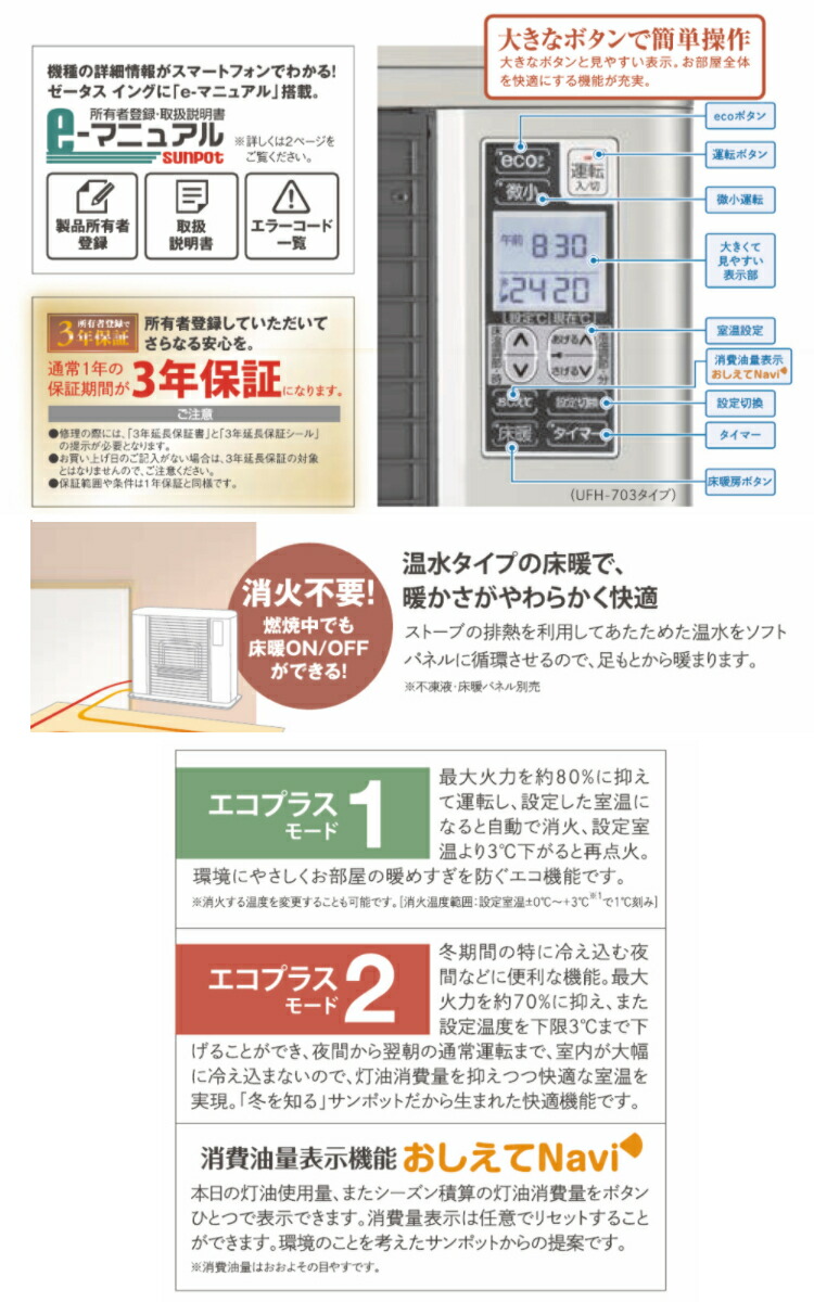 ストーブ サンポット Sunpot Ufh 703sx T Ff祭祀床暖ゼータスイング 冷たい天上 2020年度手本 床煖房 置台壱体型 みつはぴ Filmmakers Pro Br