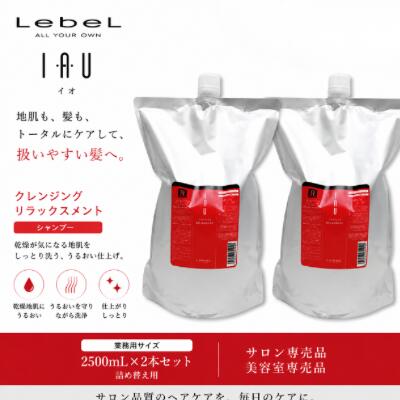 【最強翌日配送】【送料無料】ルベル イオ クレンジング リラックスメント シャンプー 2500ml 詰替え 2本セット Lebel IAU アミノ酸シャンプー ノンシリコン 業務用 大容量 保湿 ダメージケア 美容室専売品 サロン専売品|美-NetShop