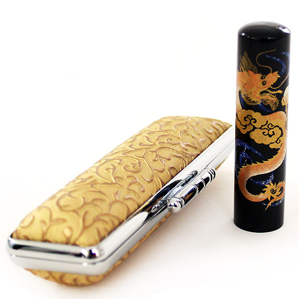 龍雲姓名判断鑑定印鑑★芯持黒水牛13.5・15mm印鑑箱セット 蒔絵(龍) ☆龍雲の姓名判断鑑定印鑑☆ 蒔絵 龍 芯持黒水牛印鑑箱セット