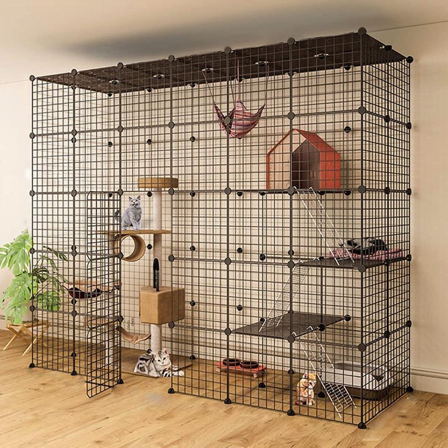 猫用臥せ篭 フェネットボール 屋内 もの言う花倶楽部、猫犬掘っ建て小屋 金属元素配線 クレート 子ネコ 実験材料 小毛の荒物臥せ篭 1?4匹の猫に至適、黒 (Col