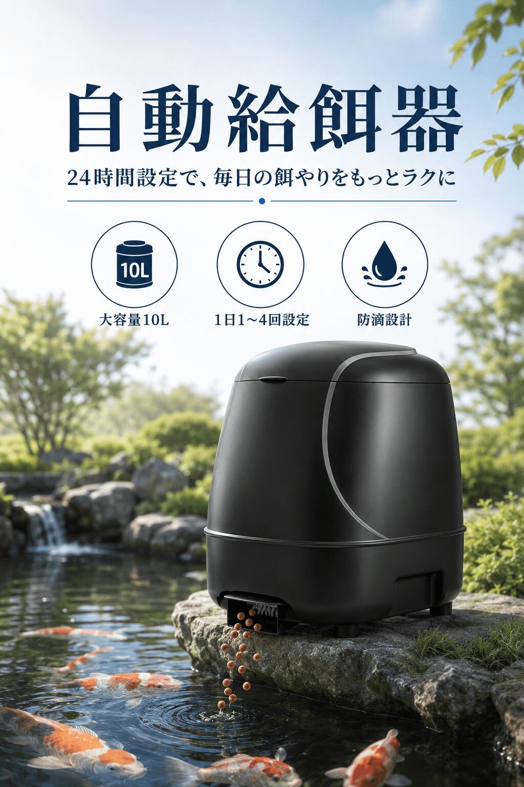 全自動タイミングフィーダ 鯉大容量フィッシュフィーダー 池 魚のいる池 ファーム フィーダ｜Golden Bamboo