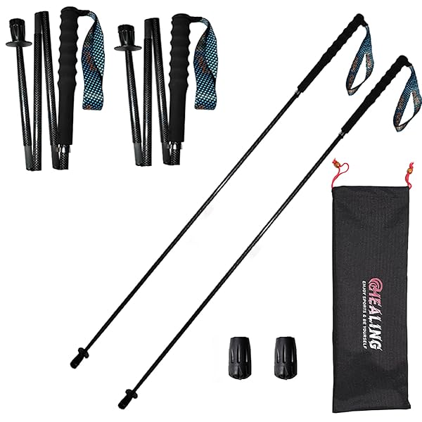 トレッキングポール カーボン 折畳み【超軽量115g/125g/130G】炭素繊維 登山 ポール 5節 2本セッ｜BENS ROOTS