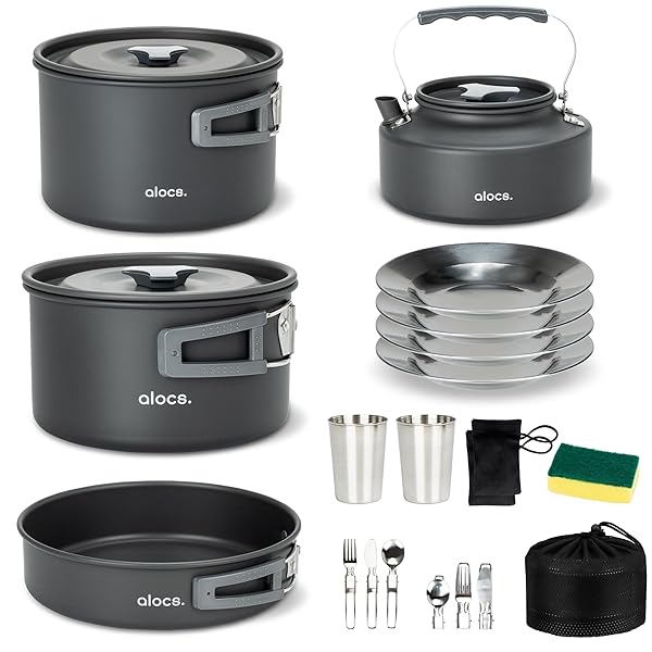 20pcs キャンプ用調理器具セット 軽量キャンプ鍋 ケトル アルミクッカー アクセサリー付き 登|BENS ROOTS