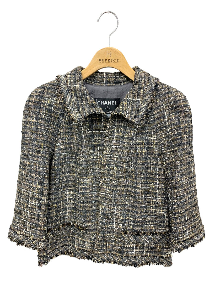 19P シャネル　ジャケット　美品 シャネル CHANEL ツイード ラメ ジャケット マルチカラー P14156