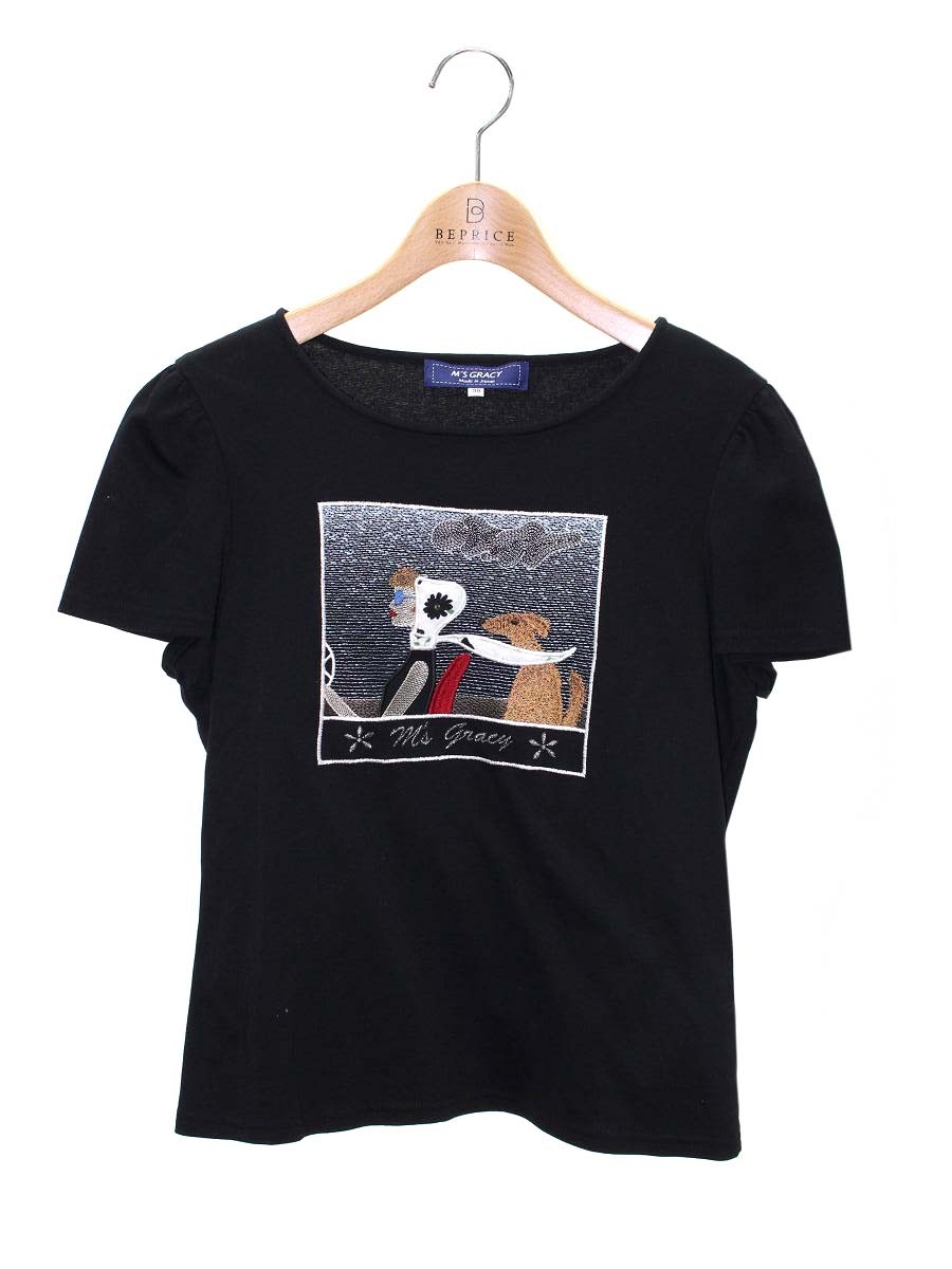 エムズグレイシー　Tシャツ　サイズ40 エムズグレイシー M'S GRACY カットソー Tシャツ ネイビー 近年